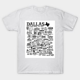 Dallas Texas Map Art T-Shirt